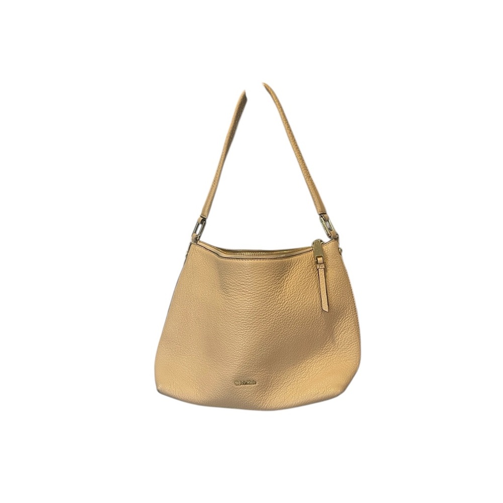 Calvin Klein, beige pebble leather shoulder bag…13x9 inches